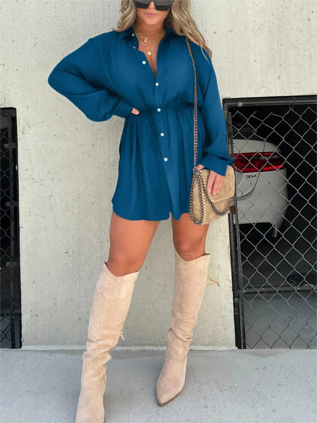 Jessica | Trendy Satijnen Rompe Jurk