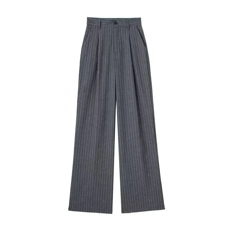 Celia | Elegante Gestreepte Wijde Broek
