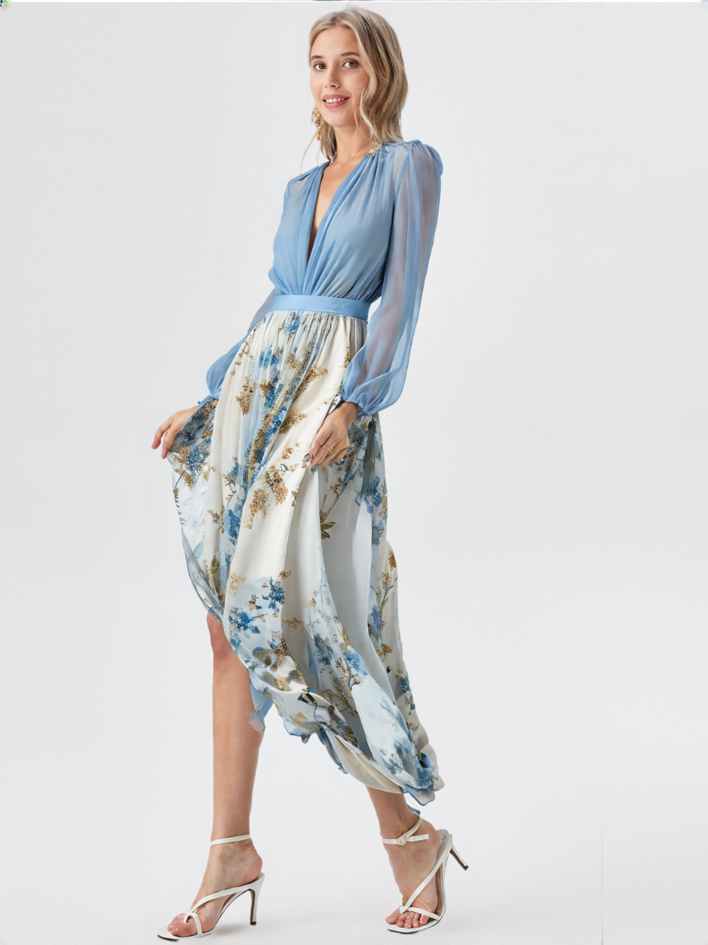 Avilla | Lange Jurk met Bloemenprint
